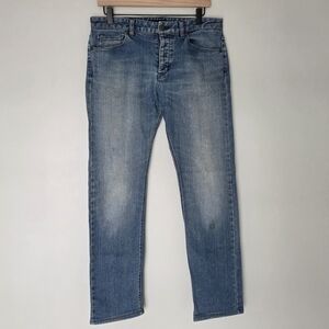 Theory Medium Wash Slim Straight Jeans Raffi Burleigh Denim Womens 30